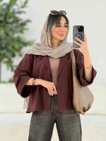 شومیز لینن پانچ آستین پاکتی کد 7974 - تصویر 18