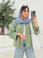 شومیز لینن پشت پیله هیوا کد 7973 - تصویر 7