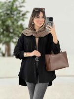 مانتو دو جیب بغل چهاردکمه کد 7906 - تصویر 4
