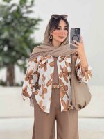 مانتو دو جیب پاکتی طرح گل کد 7926 - تصویر 6