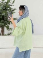 مانتو دو جیب پاکتی سر آستین دکمه کد 7935 - تصویر 7