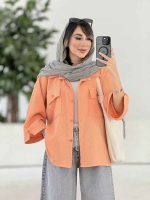 مانتو دو جیب پاکتی سر آستین دکمه کد 7935 - تصویر 10