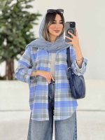 مانتو چهارخونه آستین پاگن کد 7955 - تصویر 7