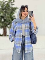 مانتو چهارخونه آستین پاگن کد 7955 - تصویر 4