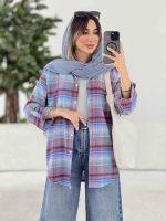 مانتو چهارخونه آستین پاگن کد 7955 - تصویر 12