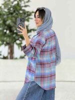 مانتو چهارخونه آستین پاگن کد 7955 - تصویر 8