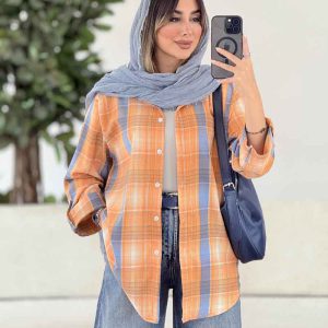 مانتو چهارخونه آستین پاگن کد 7955