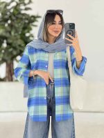 مانتو چهارخونه آستین پاگن کد 7955 - تصویر 3