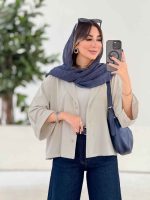 شومیز لینن پانچ آستین پاکتی کد 7974 - تصویر 17