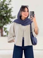 شومیز لینن پانچ آستین پاکتی کد 7974 - تصویر 14
