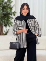 مانتو قلاب بافی دو جیب کد 7959 - تصویر 8