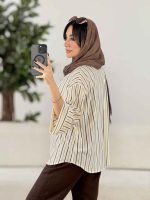 مانتو راه راه بهار کد 7987 - تصویر 3