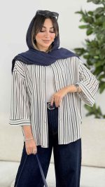 مانتو راه راه بهار کد 7987 - تصویر 10