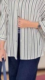 مانتو راه راه بهار کد 7987 - تصویر 6