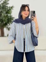مانتو راه راه بهار کد 7987 - تصویر 5
