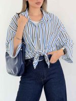 مانتو راه راه بهار کد 7987 - تصویر 2