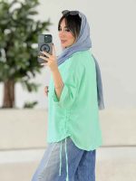 مانتو بغل بند دار آستین پاکتی کد 7996 - تصویر 8