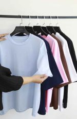 تیشرت باکسی ساده کد 7950 - تصویر 2
