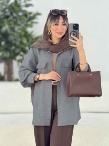 مانتو دو جیب پاکتی پشت دکمه کد 8079 - تصویر 2