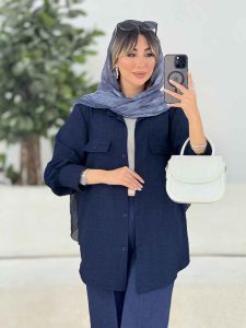 مانتو دو جیب پاکتی پشت دکمه کد 8079 - تصویر 10
