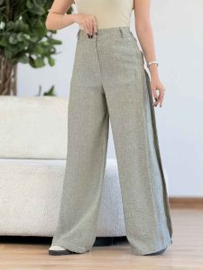 شلوار لینن طرح دار کمرکش کد 7056 - تصویر 10
