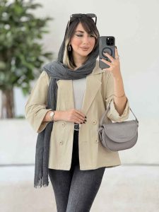 مانتو کتی لینن چهاردکمه کد 8060 - تصویر 2