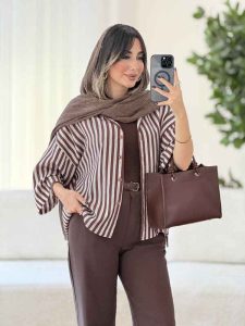 مانتو راه راه بهگل کد 8078 - تصویر 8