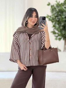 مانتو راه راه بهگل کد 8078 - تصویر 14