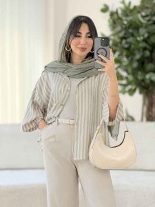 مانتو راه راه بهگل کد 8078 - تصویر 3