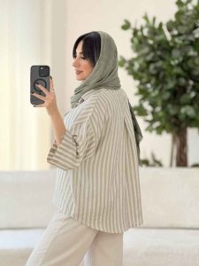 مانتو راه راه بهگل کد 8078 - تصویر 16