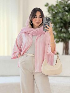 مانتو راه راه بهگل کد 8078 - تصویر 5