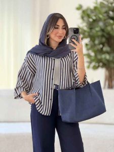 مانتو راه راه بهگل کد 8078 - تصویر 13