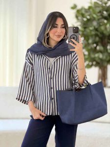 مانتو راه راه بهگل کد 8078 - تصویر 17