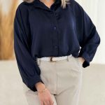 شومیز ساتن پایین گت کد 8077