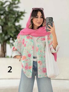 شومیز طرح دار تک جیب دنیز کد 8081 - تصویر 13