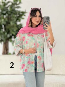 شومیز طرح دار تک جیب دنیز کد 8081 - تصویر 15