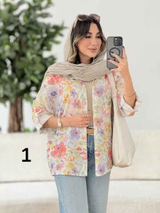 شومیز طرح دار تک جیب دنیز کد 8081 - تصویر 5