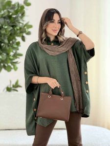 مانتو پانچ بغل سه دکمه کد 8106 - تصویر 10