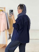 مانتو کتان دوخت دار دو جیب کد 8104 - تصویر 14