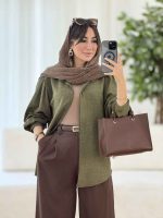 مانتو سر شانه چین پریناز کد 8083 - تصویر 11