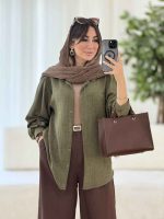 مانتو سر شانه چین پریناز کد 8083 - تصویر 9