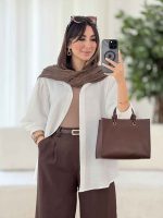 مانتو سر شانه چین پریناز کد 8083 - تصویر 8