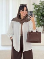 مانتو سر شانه چین پریناز کد 8083 - تصویر 24