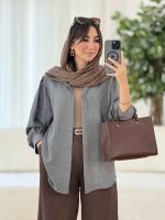 مانتو سر شانه چین پریناز کد 8083 - تصویر 4