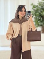 مانتو سر شانه چین پریناز کد 8083 - تصویر 19