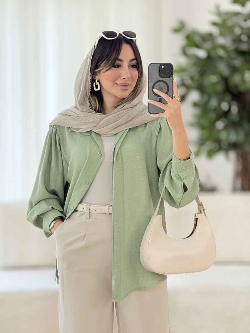 مانتو سر شانه چین پریناز کد 8083