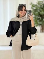 مانتو سر شانه چین پریناز کد 8083 - تصویر 26