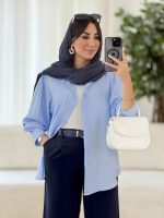 مانتو سر شانه چین پریناز کد 8083 - تصویر 14