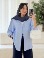 مانتو سر شانه چین پریناز کد 8083 - تصویر 17