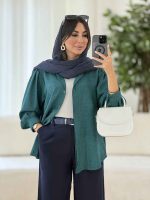 مانتو سر شانه چین پریناز کد 8083 - تصویر 22